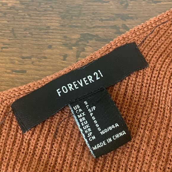 Forever 21 Brown Ribbed Knit V Neck Front & Back Tank Size Small - Picture 5 of 8